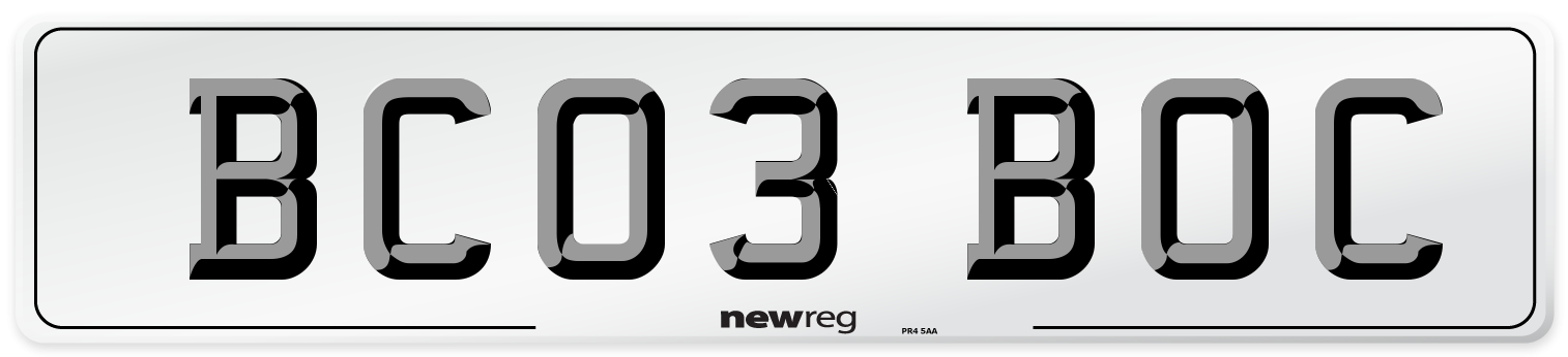 BC03 BOC Number Plate from New Reg